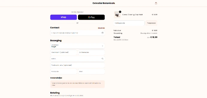 winkelmandje afrekenen webshop